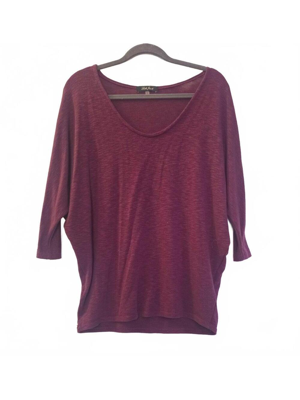 Laila Jayde Women's Purple Scoop Neck 3/4 Sleeve Knit Rayon Top Size S